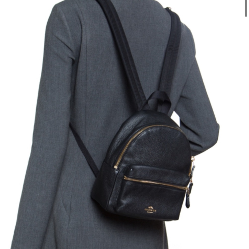 Coach Mini Black Pebbled Leather Backpack